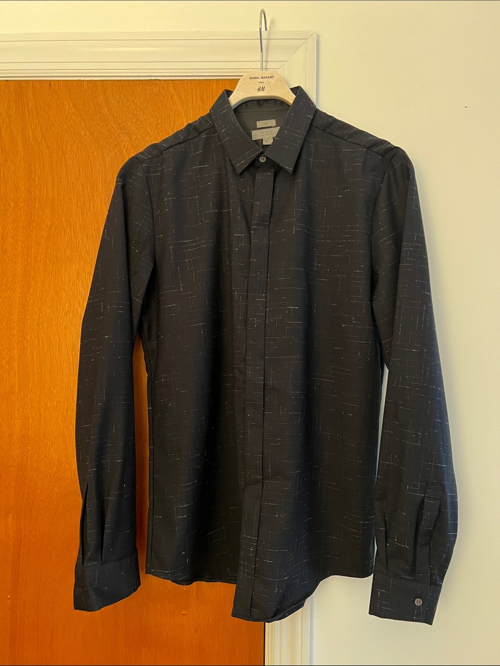 Men's COS Black Patterned Long-Sleeve Dress Shirt